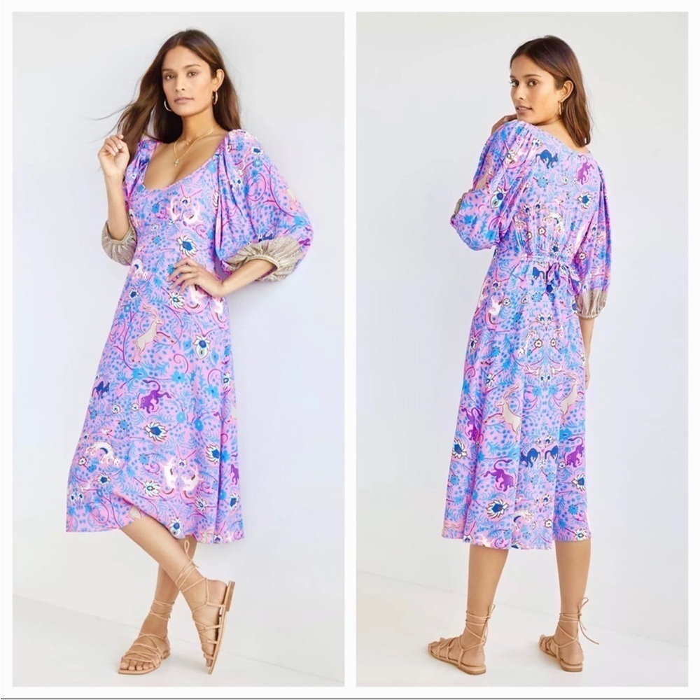 Anthropologie Plenty by Tracy Reese Puff DRESS Vibrant Print